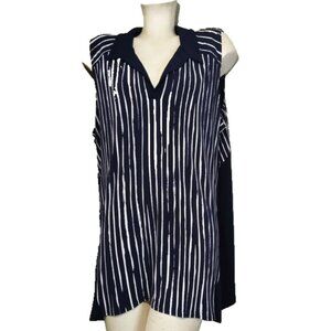 JOSEPH RIBKOFF Navy Blue White Striped Sleeveless LDS Tunic sz 22 Plus